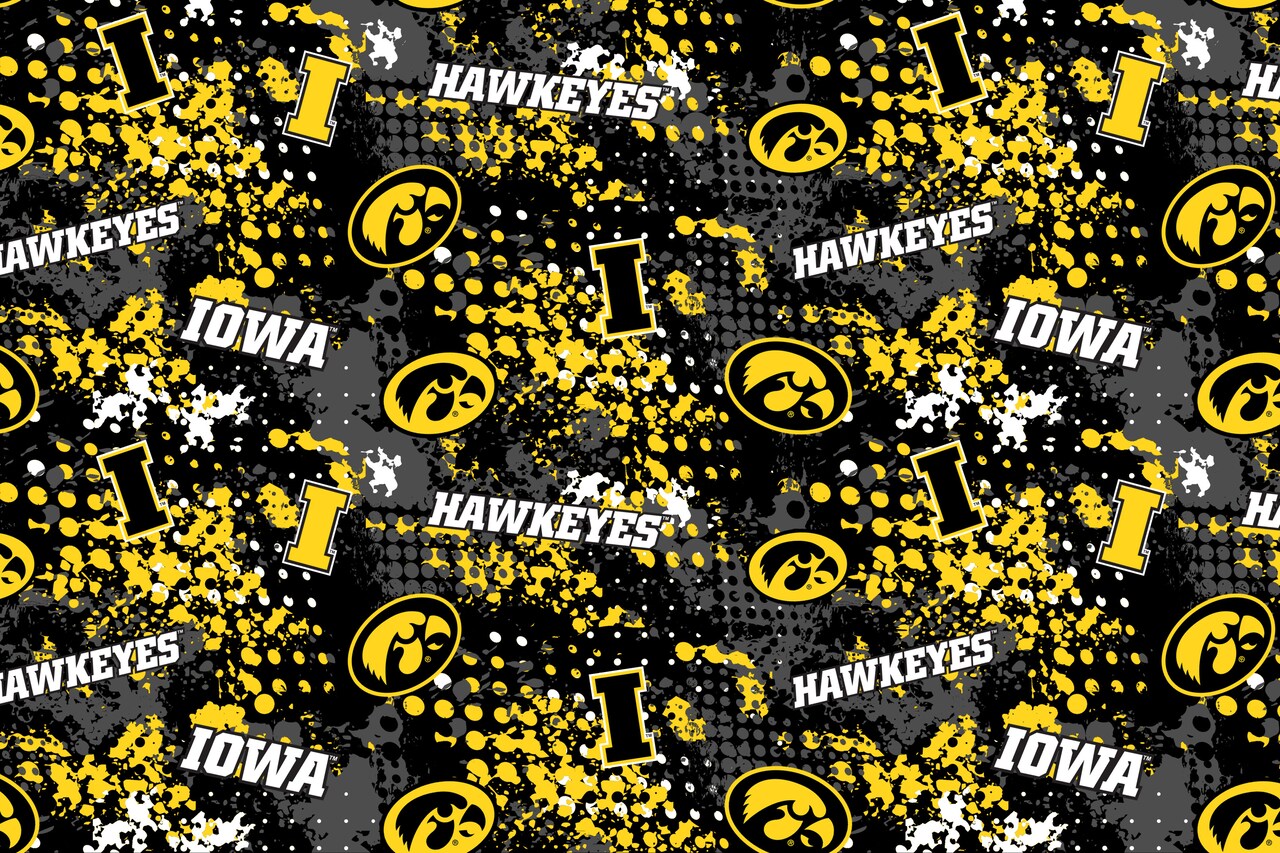Sykel Enterprises-University of Iowa Cotton Fabric-Iowa Hawkeyes Splatter Cotton Quilting Fabric